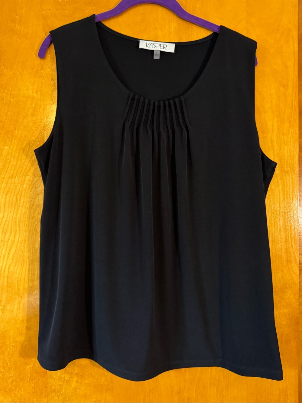 Kasper Black Pleated Scoop-Neck Camisole